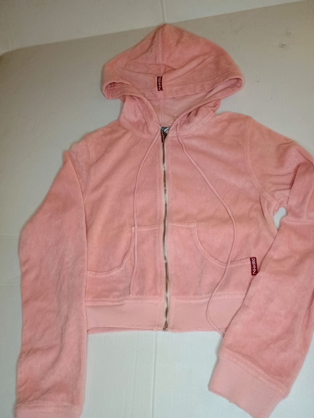 Hard Tail  Light Pink Terry Cloth Cotton Blend New Small Zip-Up Hoodie